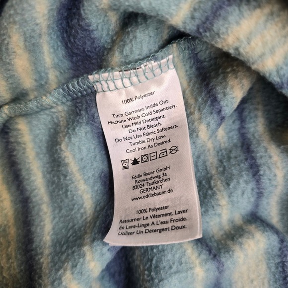 Eddie Bauer Fleece Shirt Mens Medium Teal Blue Native Stripe Pattern Colorful - Picture 6 of 10
